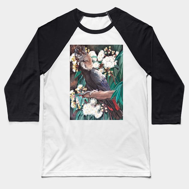 Black Cockatoo on Marri Tree Baseball T-Shirt by PollaPosavec